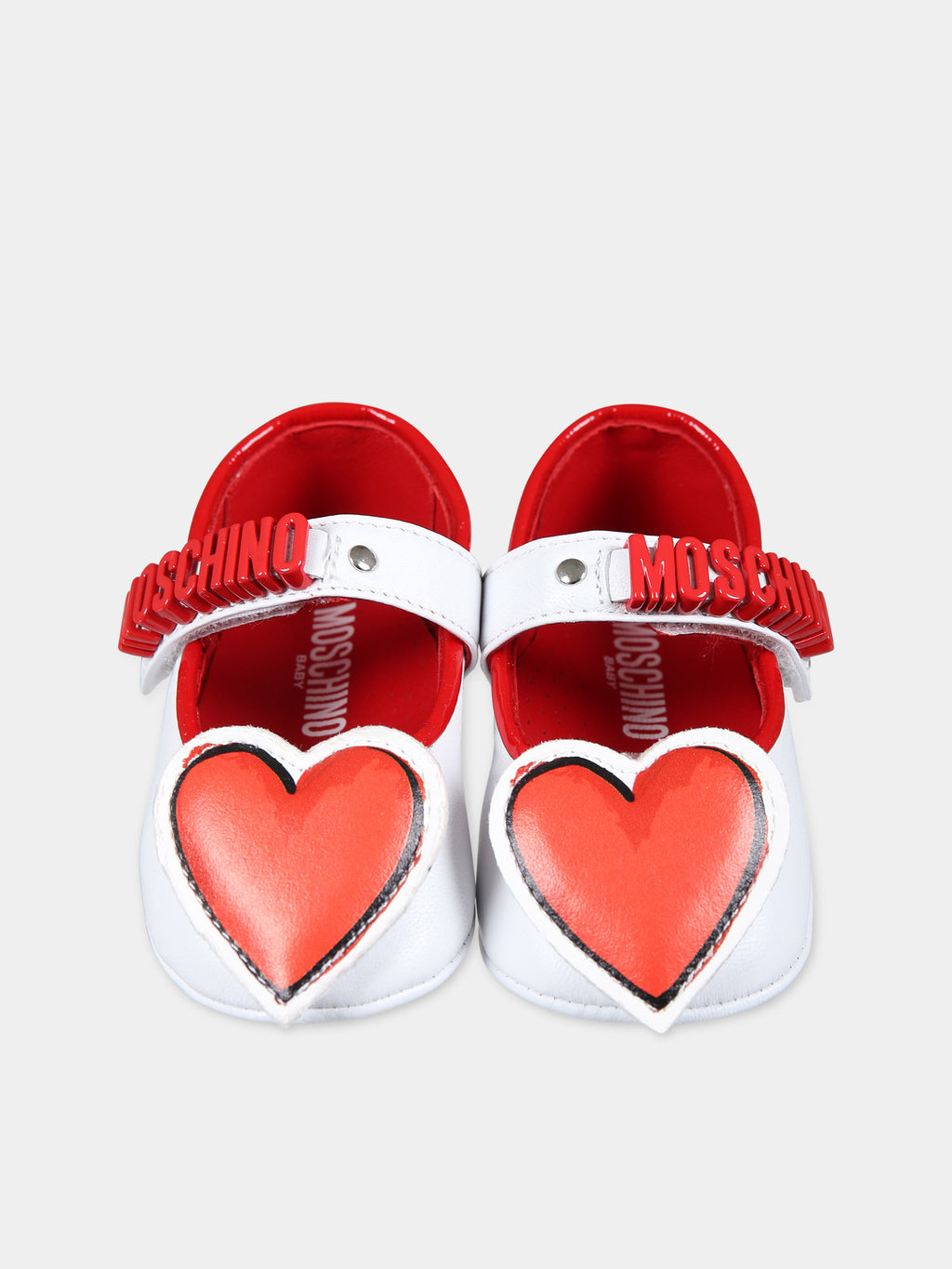 White ballet flats for baby girl with heart